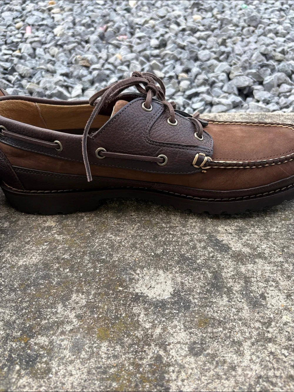 L. L. Bean Men's Brown Two-Tone Leather & Suede Boat Shoes